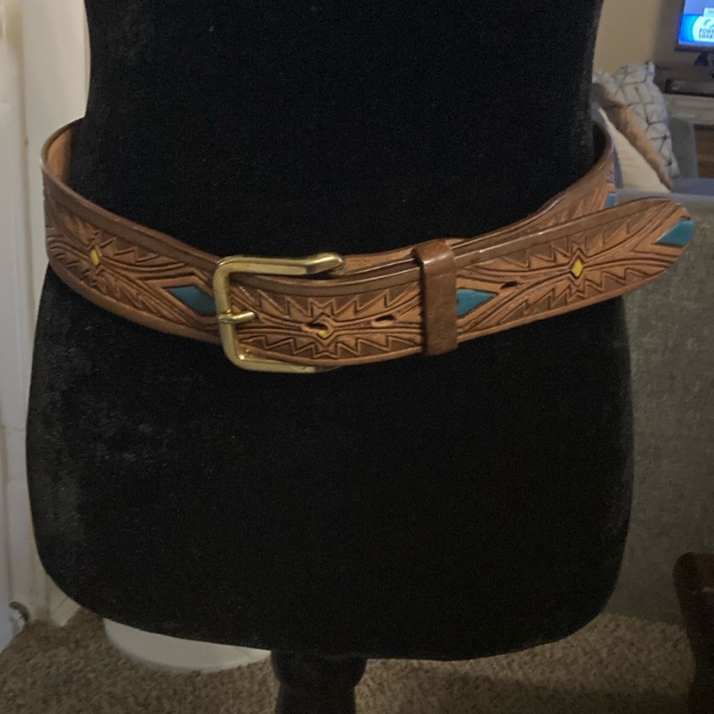 Genuine cowhide Textan personalized belt ! Lisa hand tooled size 32